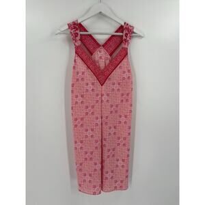 Oscar De La Renta Nightgown Womens Small Pink Satin V Neck Chemise Knee Length